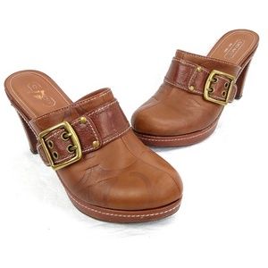 Coach /// Candace Brown Leather Clog Heels